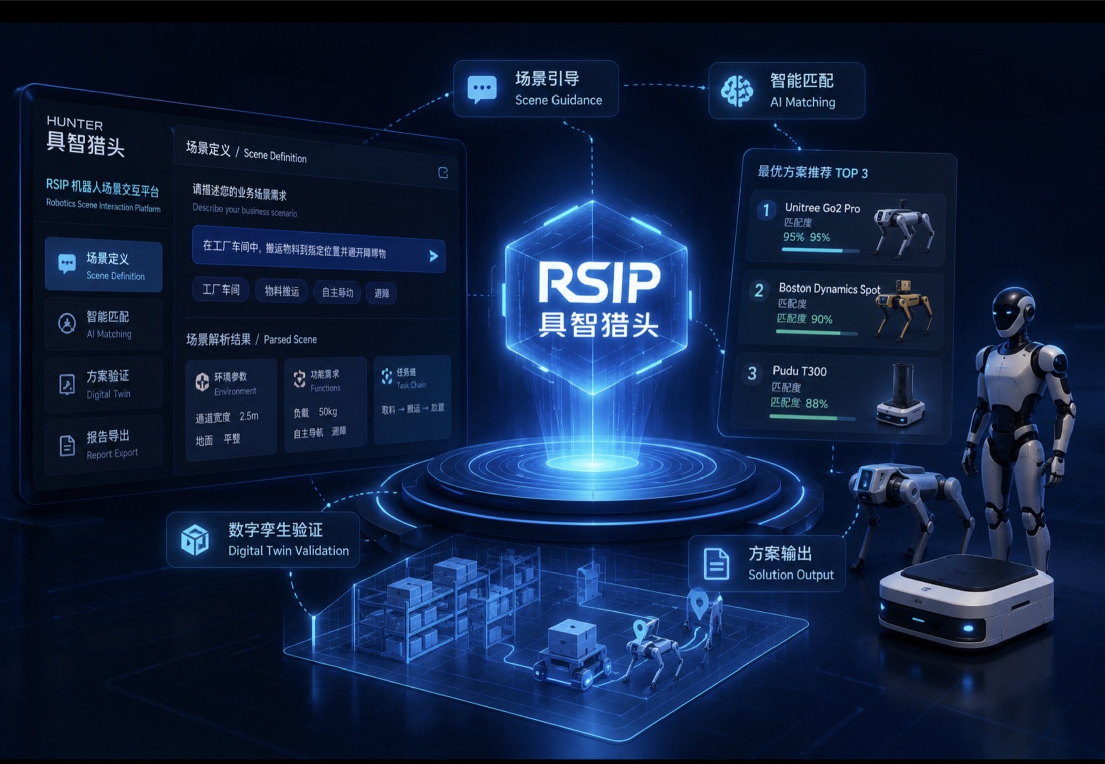 RSIP — Robotics Scene Interaction Platform: from scene definition and AI matching to validation and solution output